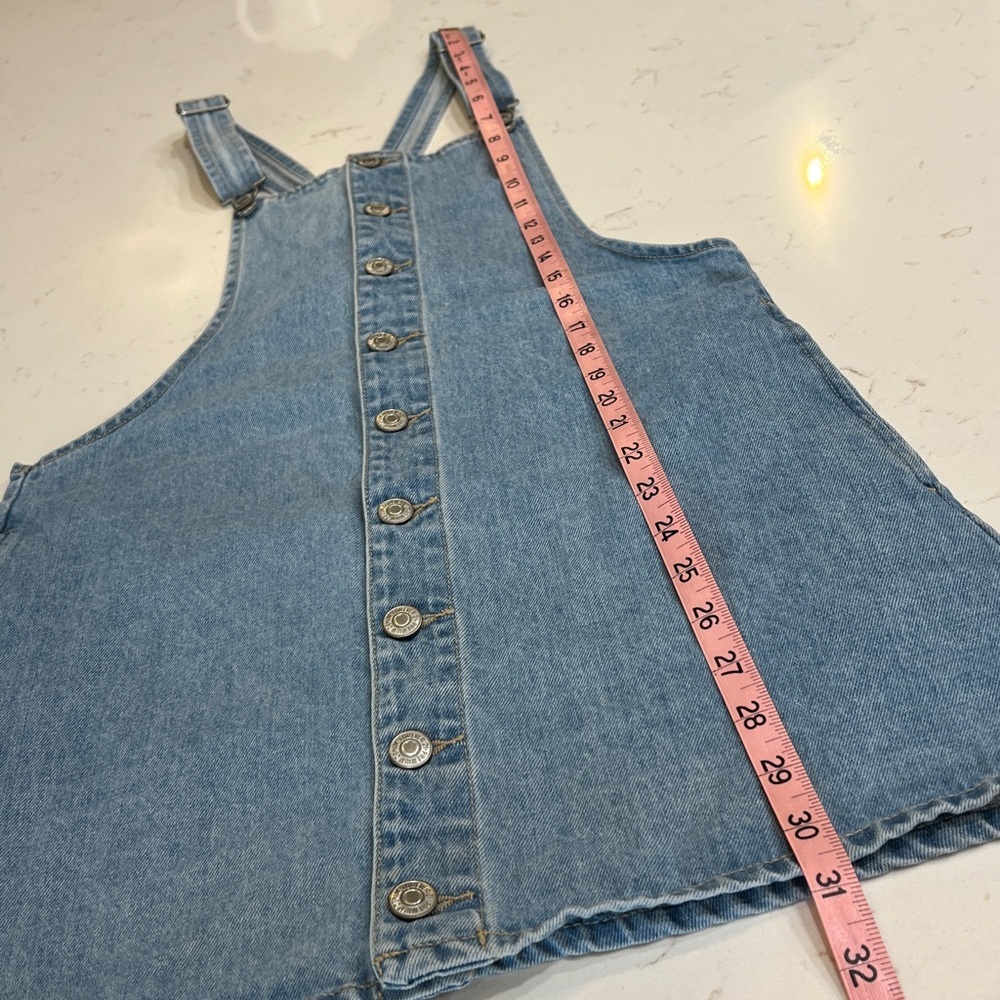 Forever 21 Denim Overall Dress Button Front Racerback Mini Small - Picture 9 of 10